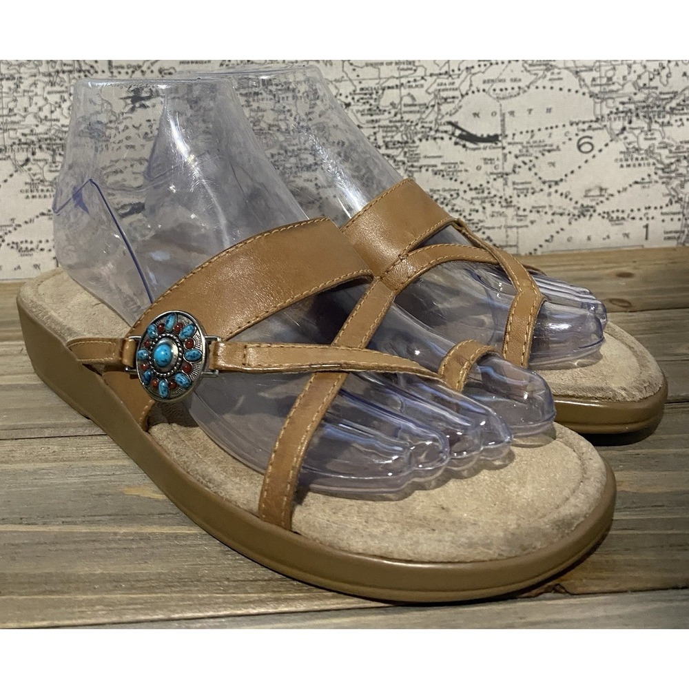Minnetonka Brown Leather Sandals Size 6 Womens Comfort City Summer